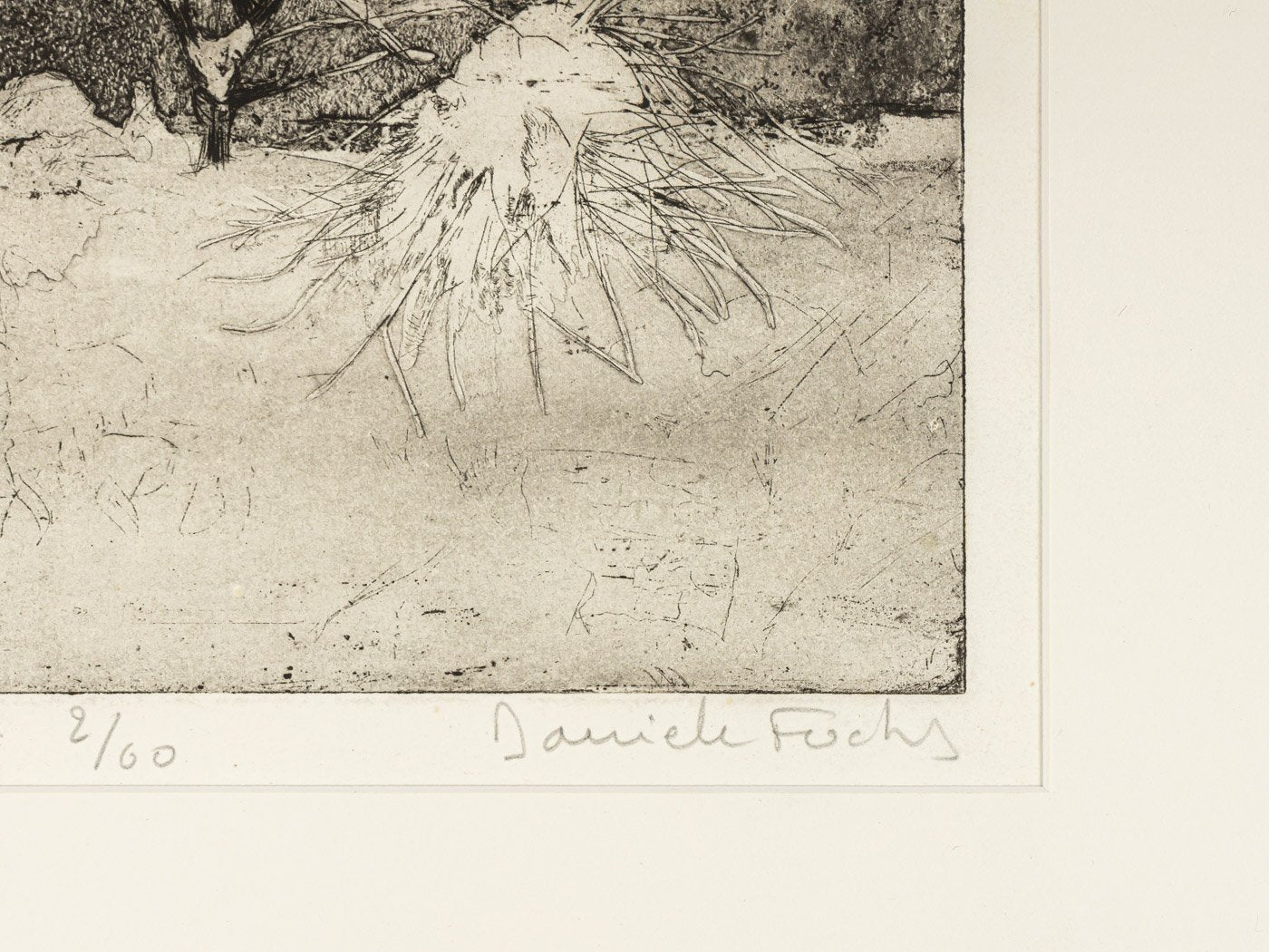 Danièle Fuchs, Neige, Black and White Etching on Paper, Framed