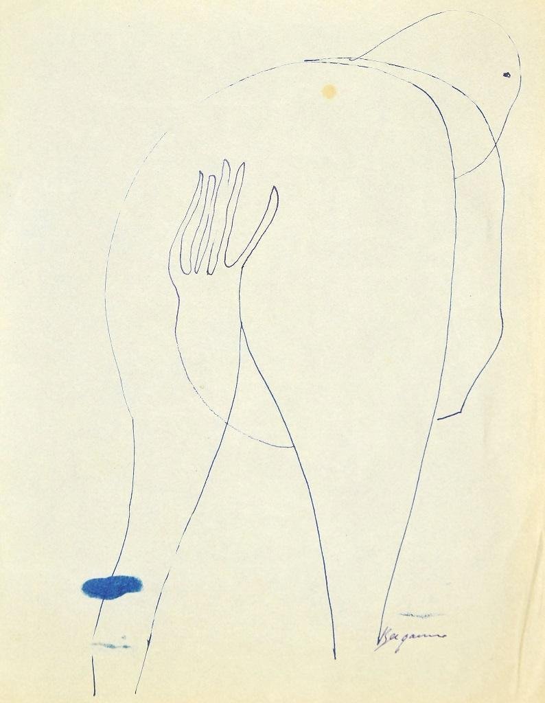 Danilo Bergamo, Figure, Pen Drawing, 1970s