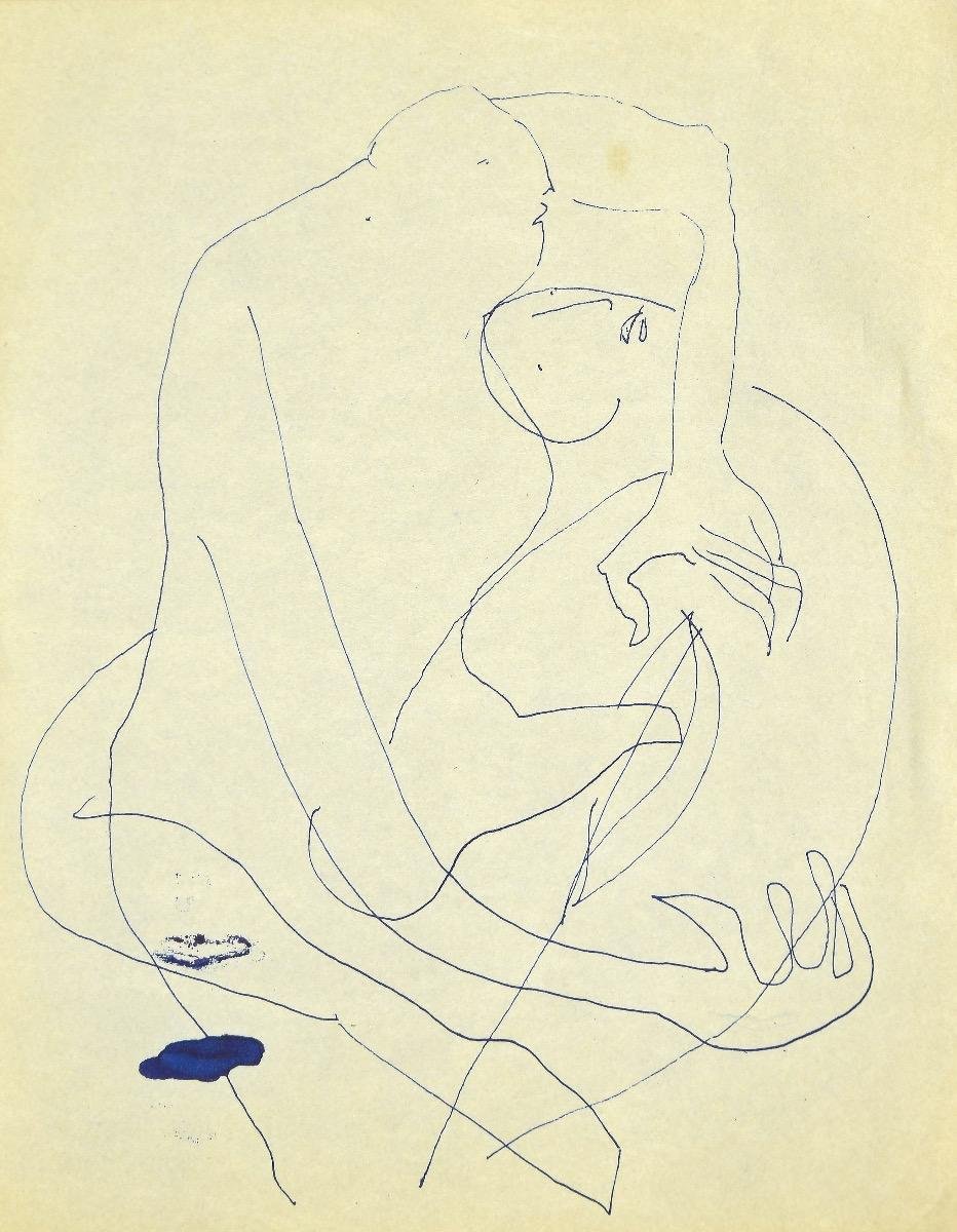 Danilo Bergamo, Figures, Pen Drawing, 1962