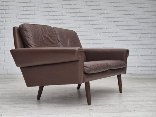 Danish 2-Seater Sofa in Brown Leather, 1970s-TMW-2028163