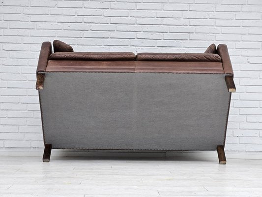 Danish 2-Seater Sofa in Brown Leather, 1970s-TMW-1735581