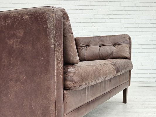 Danish 2-Seater Sofa in Brown Leather, 1970s-TMW-1735581