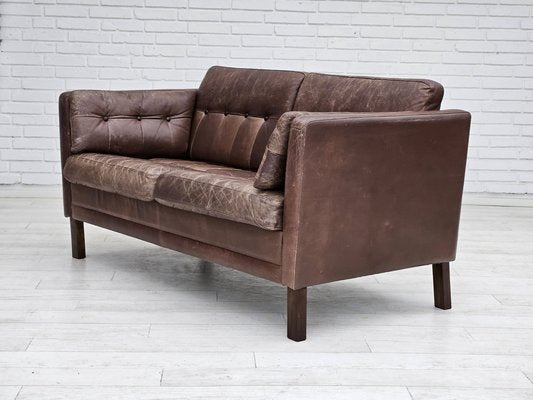 Danish 2-Seater Sofa in Brown Leather, 1970s-TMW-1735581