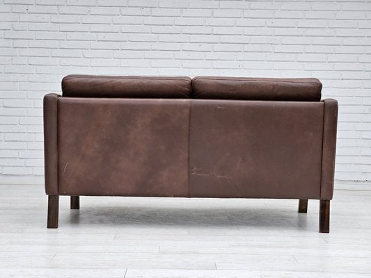 Danish 2-Seater Sofa in Brown Leather, 1970s-TMW-1735581