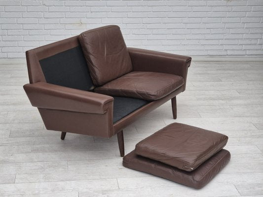 Danish 2-Seater Sofa in Brown Leather, 1970s-TMW-2028163