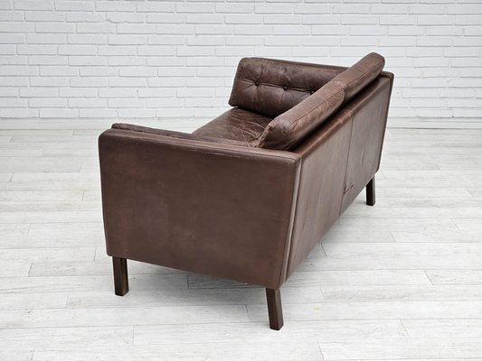 Danish 2-Seater Sofa in Brown Leather, 1970s-TMW-1735581