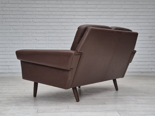 Danish 2-Seater Sofa in Brown Leather, 1970s-TMW-2028163