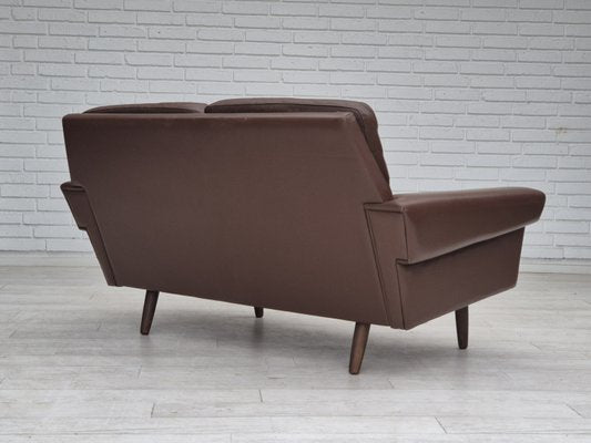 Danish 2-Seater Sofa in Brown Leather, 1970s-TMW-2028163