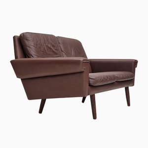 Danish 2-Seater Sofa in Brown Leather, 1970s-TMW-2028163