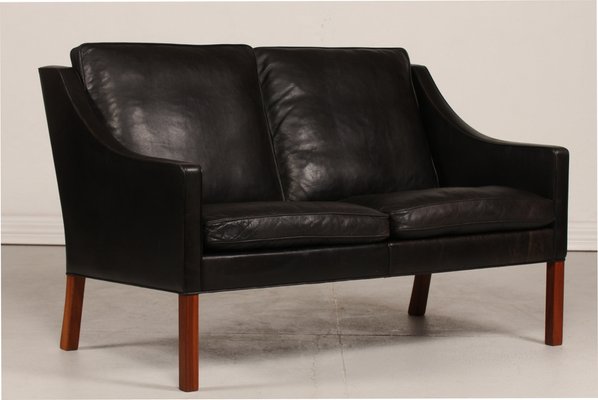 Danish 2208 Sofa in Black Leather by Børge Mogensen for Fredericia Stolefabrik, 1970s-QQ-1371891