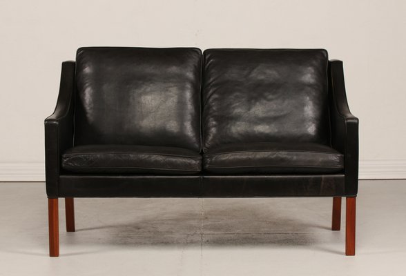 Danish 2208 Sofa in Black Leather by Børge Mogensen for Fredericia Stolefabrik, 1970s-QQ-1371891