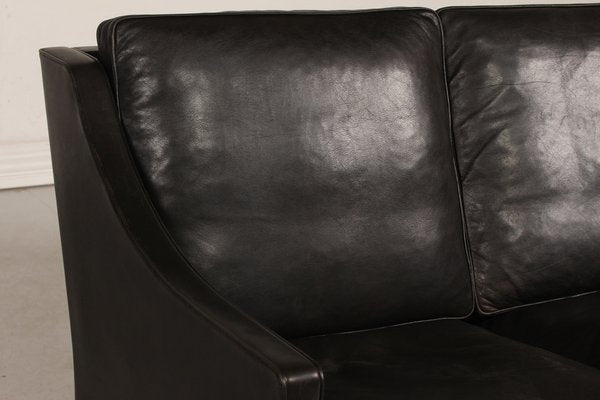 Danish 2208 Sofa in Black Leather by Børge Mogensen for Fredericia Stolefabrik, 1970s-QQ-1371891