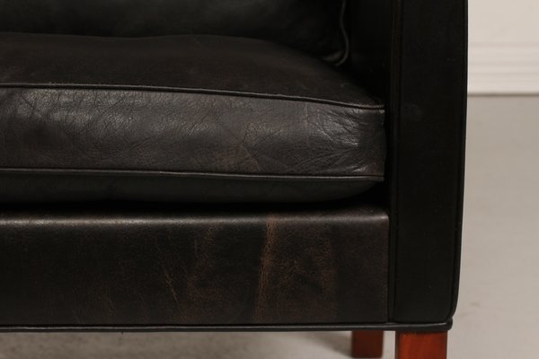 Danish 2208 Sofa in Black Leather by Børge Mogensen for Fredericia Stolefabrik, 1970s-QQ-1371891