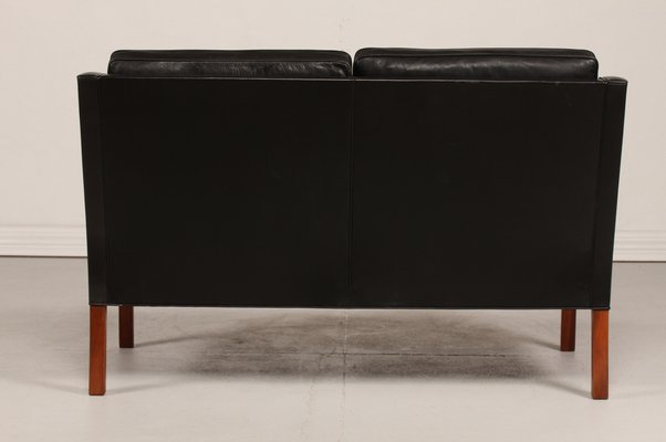 Danish 2208 Sofa in Black Leather by Børge Mogensen for Fredericia Stolefabrik, 1970s-QQ-1371891