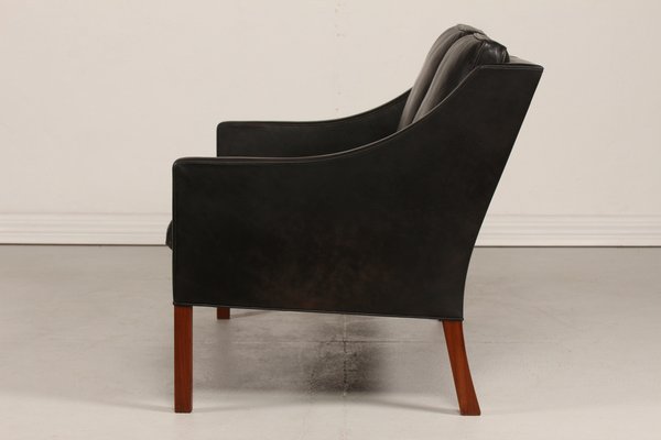 Danish 2208 Sofa in Black Leather by Børge Mogensen for Fredericia Stolefabrik, 1970s-QQ-1371891