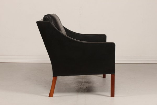 Danish 2208 Sofa in Black Leather by Børge Mogensen for Fredericia Stolefabrik, 1970s-QQ-1371891