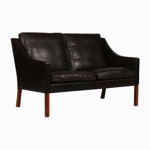 Danish 2208 Sofa in Black Leather by Børge Mogensen for Fredericia Stolefabrik, 1970s-QQ-1371891