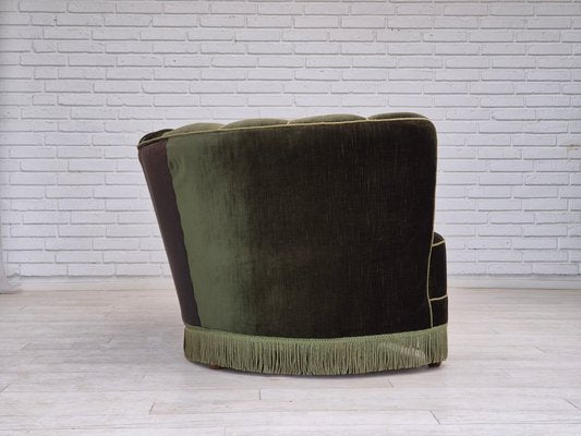 Danish 3-Seater Banan Sofa in Dark Green Velour, 1960s-TMW-2032481