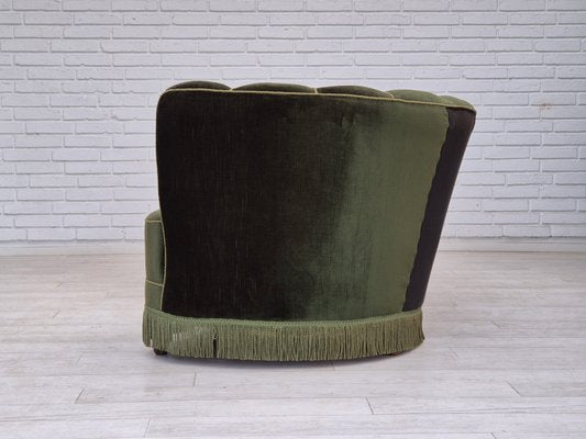 Danish 3-Seater Banan Sofa in Dark Green Velour, 1960s-TMW-2032481