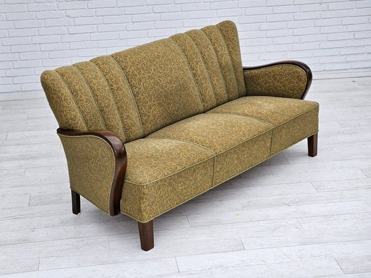 Danish 3-Seater Sofa in Beech & Cotton, 1950s-TMW-1779450