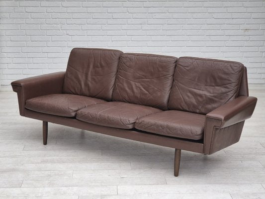 Danish 3-Seater Sofa in Brown Leather, 1970s-TMW-2028162