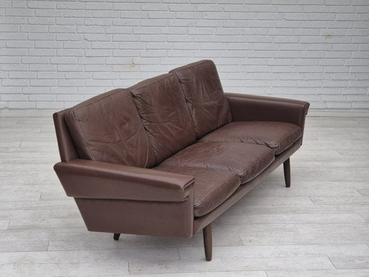 Danish 3-Seater Sofa in Brown Leather, 1970s-TMW-2028162