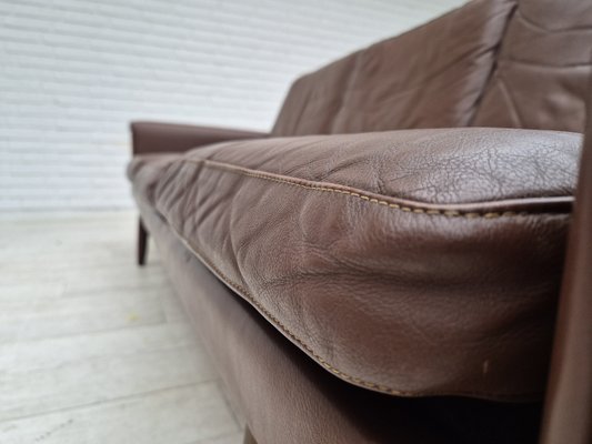 Danish 3-Seater Sofa in Brown Leather, 1970s-TMW-2028162