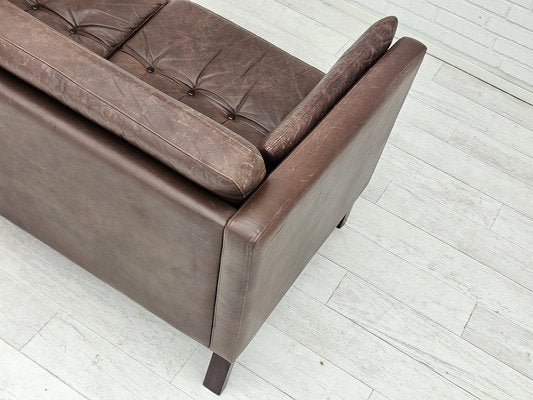 Danish 3-Seater Sofa in Brown Leather, 1970s-TMW-1735577