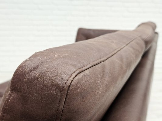 Danish 3-Seater Sofa in Brown Leather, 1970s-TMW-1735577