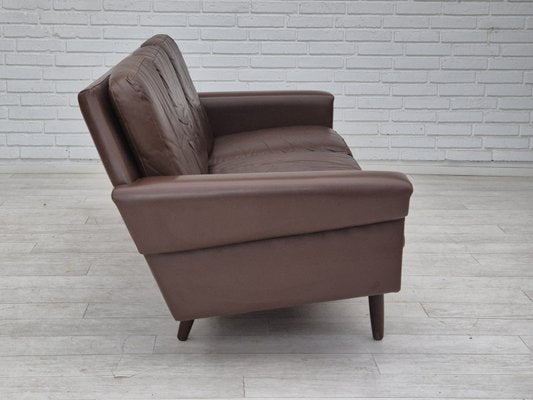 Danish 3-Seater Sofa in Brown Leather, 1970s-TMW-2028162