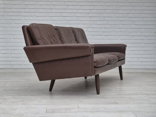 Danish 3-Seater Sofa in Brown Leather, 1970s-TMW-2028162