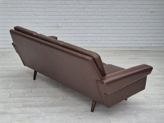 Danish 3-Seater Sofa in Brown Leather, 1970s-TMW-2028162