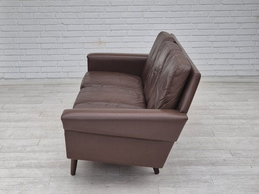 Danish 3-Seater Sofa in Brown Leather, 1970s-TMW-2028162