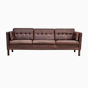 Danish 3-Seater Sofa in Brown Leather, 1970s-TMW-1735577