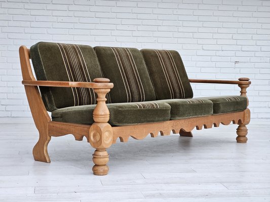 Danish 3-Seater Sofa in Velour and Oak, 1970s-TMW-1783610