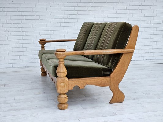 Danish 3-Seater Sofa in Velour and Oak, 1970s-TMW-1783610