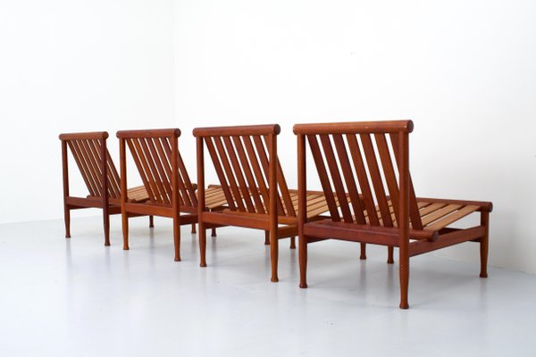 Danish 501 Lounge Chairs in Teak by Kai Lyngfeld Larsen from Søborg Møbelfabrik, 1950s, Set of 4-ITV-1299195