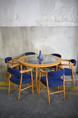 Danish 6-Legged Round Dining Table, 1970s-QVY-768968