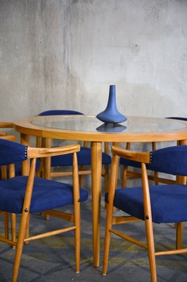 Danish 6-Legged Round Dining Table, 1970s-QVY-768968