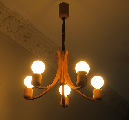 Danish Adjustable Chandelier with 5 Arms, 1970s-ED-1800935