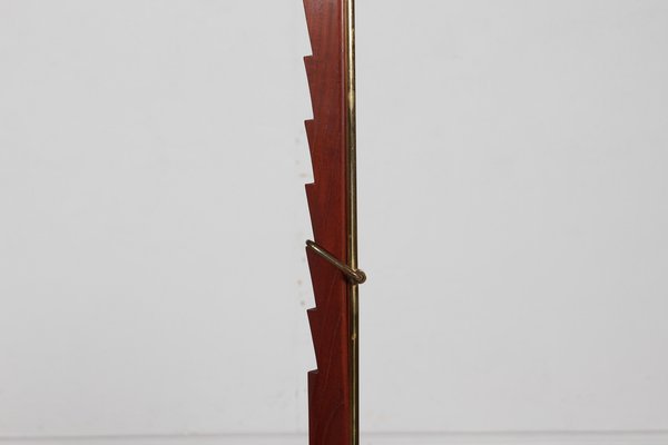 Danish Adjustable Floor Lamp in Teak, Brass and Iron with Le Klint Shade by Svend Aage Holm Sørensen, 1950s-QQ-1718268