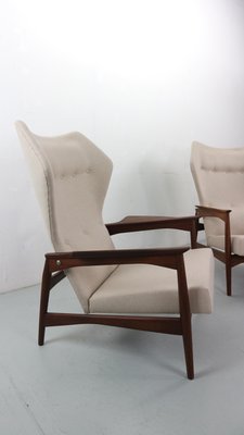 Danish Adjustable Wingback Lounge Chairs in Teak attributed to Ib Kofod Larsen for Bovenkamp, 1950s, Set of 2-DT-2026298