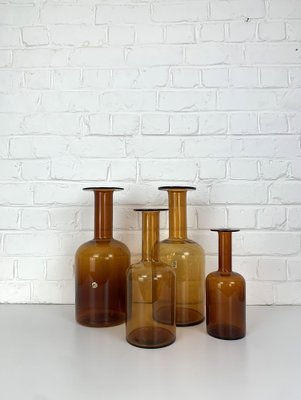 Danish Amber Floor Vases by Otto Brauer for Holmegaard, 1950s, Set of 4-ZM-1796356