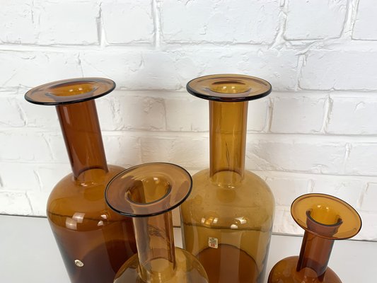 Danish Amber Floor Vases by Otto Brauer for Holmegaard, 1950s, Set of 4-ZM-1796356