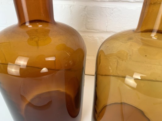 Danish Amber Floor Vases by Otto Brauer for Holmegaard, 1950s, Set of 4-ZM-1796356