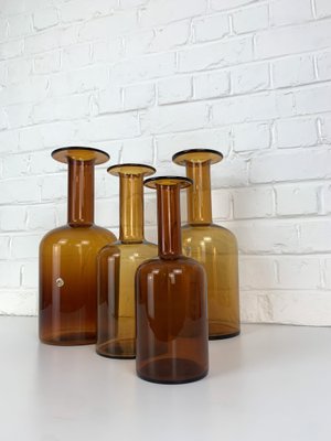 Danish Amber Floor Vases by Otto Brauer for Holmegaard, 1950s, Set of 4-ZM-1796356