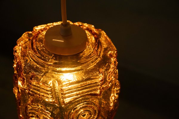 Danish Amber Glass Hanging Lamp from Vitrika, 1960s-HGA-1812863