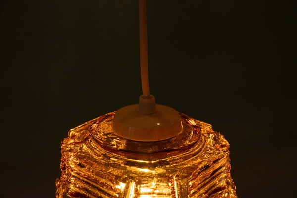 Danish Amber Glass Hanging Lamp from Vitrika, 1960s-HGA-1812863