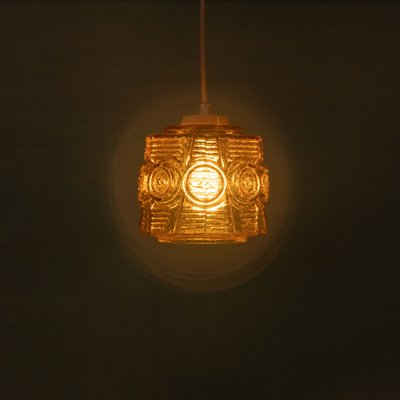 Danish Amber Glass Hanging Lamp from Vitrika, 1960s-HGA-1812863