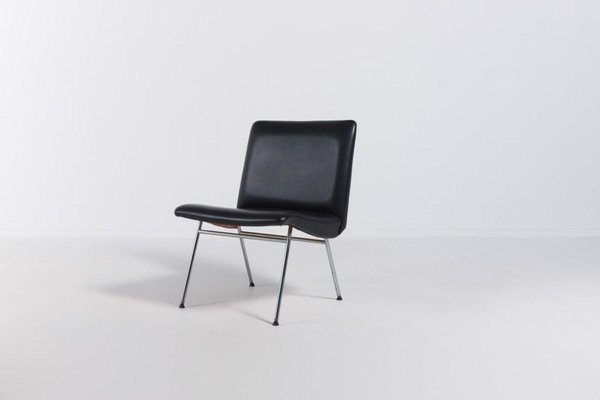 Danish Architectural Chair in Black Vinyl, 1960s-KMC-1006030